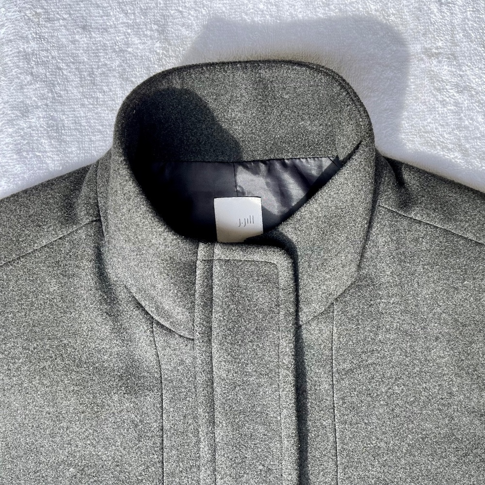 J. Jill Wool Blend Zip Front Coat Gray Size Medium